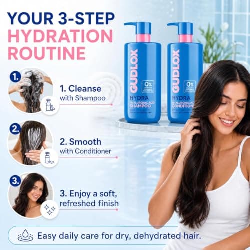 Hydra Hyaluronic Acid Sulphate-Free Moisturising Shampoo & Conditioner Set – Daily Hydration for Dry, Dehydrated Hair (2 x 400ml) — view 4