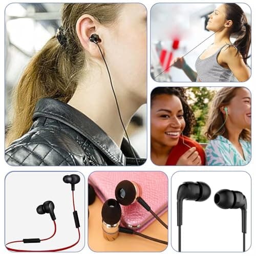 9 Pairs Replacement Earbud Tips, Earbuds Replacement Rubber Tips Earphone Buds, 3 Sizes(S/M/L) Replacements Silicone Earplugs for In-Ear Headphones, Earphone Tip - Black & Transparent & Red — view 5