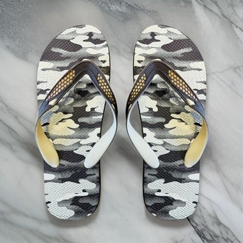 LEDSone Women Toe Post Flip Flops Rubber Lightweight Beach Summer Slippers Camouflage Design Beach Comfortable Thong Sandal (Coffee, UK Footwear Size System, Adult, Women, Numeric, Medium, 11) — view 6