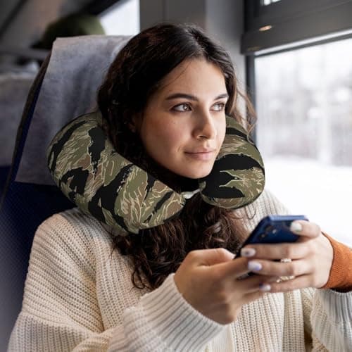 GaJher Tiger Stripe Camo U-Shaped Memory Foam Travel Pillow - Neck Support for Home, Office, Car, Airplane Travel - Lightweight — view 6