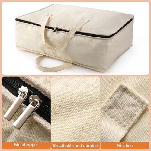 Belinlen 2 Pack Canvas Storage Bags Cotton Natural Closet Soft Storage Bags — view 3