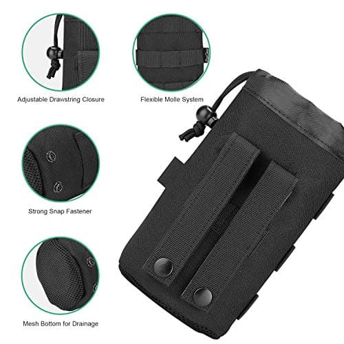 ProCase Tactical Water Bottle Pouch, Military Molle Bottle Holder with Top Drawstring Mesh Bottom, Portable Water Container Pouch Bag Hydration Carrier, for Father's Day –Black — view 6