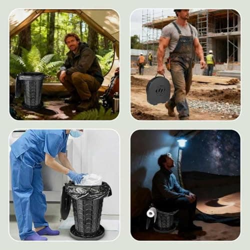 maliven Upgrade Portable Toilet for Adults, Extra Large Seat Travel Potty with Bags & Carry Handle, 18.7" Tall Adjustable Height, Collapsible Toilet for Camping, Hiking, Beach, RV and Emergency Use — view 6