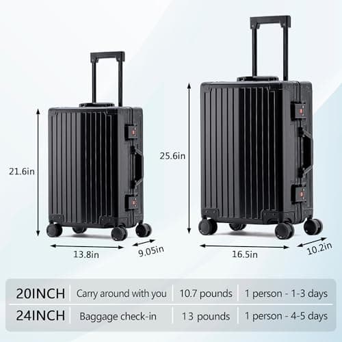 Simcat All Aluminum 20 Inch Carry-On Luggage TSA Lock Lightweight Spinner — view 3