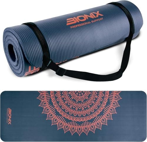 Bionix Yoga Mat Women, Pilates Exercise Workout Home Gym Mat - Printed Blue