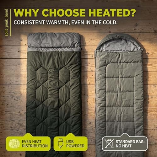 VFM e-Store - Heated Sleeping Bag Usb, Graphene Camping for Cold Weather, Electric Rectangular 3 Season With Adjustable Heat, 210 X 75 cm Black X 1 — view 5