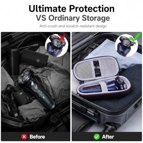 CBMZHF 1 piece, electric shaver storage box, portable charger, with mesh pocket, black — view 4