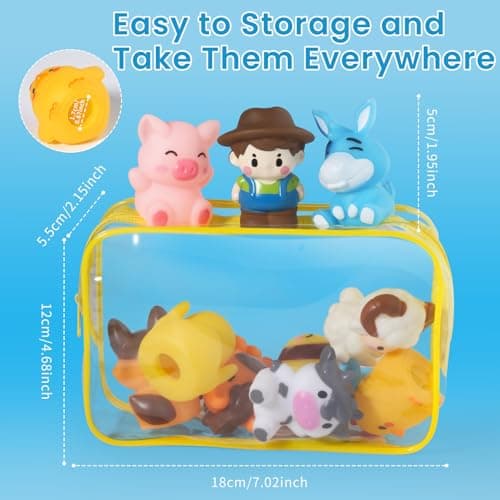 Oriate Farm Animals Finger Puppets, Baby Finger Puppet Bath Toys, 10PCS Toddler Farming Animal Travel Toys, Puppet Show Stage Storage Bags incl. Baby Party Bag Fillers Pool Water Toy, 12m+ Easter — view 6