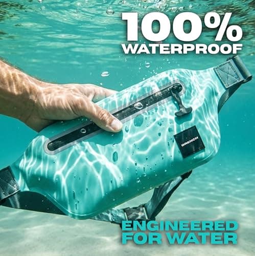 Drench 100% Waterproof Teal Bum Bag & Phone Pouch Set | IPX8 Submersible Waterproof Waist Bag for Kayaking, Paddleboarding & Beach Holidays | Waterproof Pouch for Phone & Travel Essentials — view 3