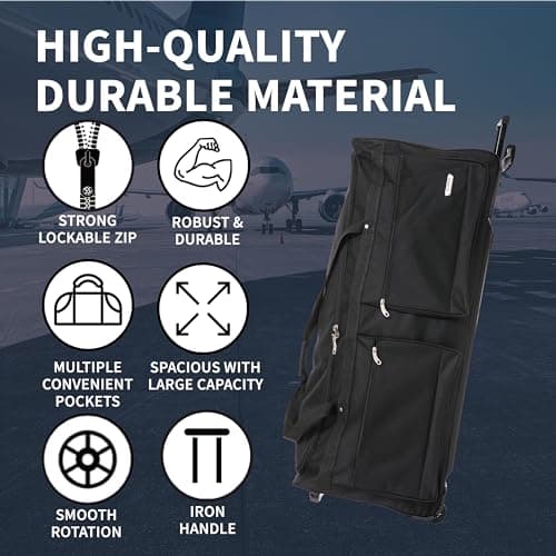 Flymax 40" XXL Extra Large Suitcase Lightweight Wheeled Duffle Bag Holdall Check in Luggage Travel Bag 3.9kg 185L Black — view 2