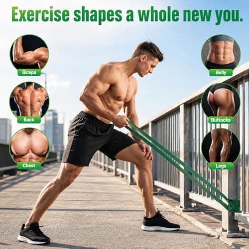 Resistance Bands Set for Men and Women, 5 Levels Exercise Bands with Door Anchor Kit for Strength Training, Full Body Workouts, Muscle Toning, Stretching, Home Gym, Yoga, Pilates and Fitness — view 3