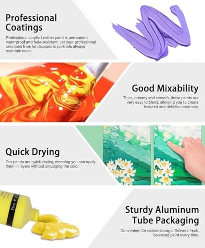 Colorful Leather Paint 2.5oz White for Shoe Painting & Leather Projects — view 3