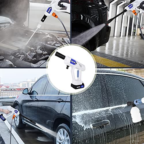 Cordless Power Washer 21V Battery Pressure Washer with Rechargeable Battery Charger and Accessories Portable Pressure Washer with 2 quick release couplings and 5M Hose for Household Outdoor — view 6