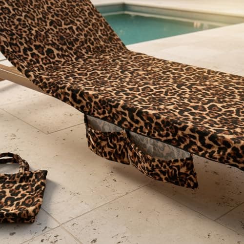 OHS Leopard Print Sun Lounger Towel with Pockets Soft Quick-Dry Absorbent Large Beach Towel in a Bag & Inflatable Bolster Pillow Sun Lounger Travel Cushion Microfibre Summer Holiday Essentials Bundle — view 5