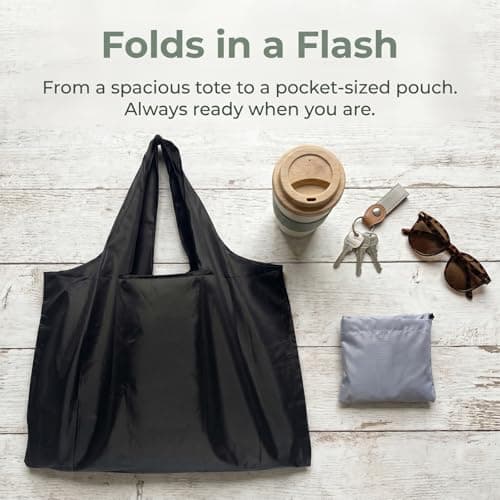 Solvio Large Reusable Shopping Bags Foldable 2 Pack, Waterproof Tote Bag with Compact Pouch, Lightweight Washable Grocery Bags for Daily Use Travel and Picnic — view 6