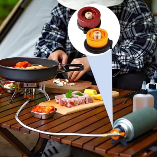 JINGLOUA 2 PCS Gas Bottle Adaptor for Butane Canister to Screw Cartridge,Camping Stove Connector Gas Refill Adapter Universal Brass Nozzle,for Outdoor Hiking BBQ — view 2