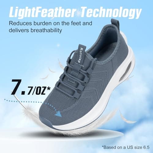 Rollstep Wide Toe Box Shoes Women Extra Wide Width Sneakers Air Cushion Road Running Shoes Ultra Light Tennis Gym Workout Training Shoes Breathable Walking Shoes with Arch Support, Dark Grey, 5 UK — view 5