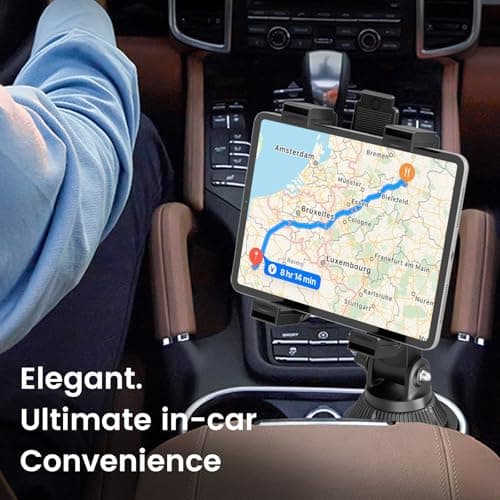 OHLPRO Cup Holder Car Tablet Mount for Truck, Universal iPad Holder for 7-11" iPad Pro Air Mini, Galaxy Tab, Adjustable Arm, Extendable & Flexible Car Mount for Road Trip Essentials,Travel Accessories — view 2
