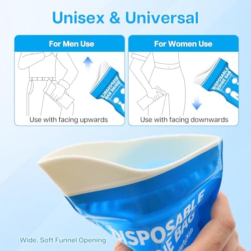 Yeria Disposable Urine Bags, 16 Pack 900ml Portable Urinal,Emergency Urine Bags for Men and Women,Travel Leak-Proof Pee Bags for Car, Camping, Outdoor — view 3