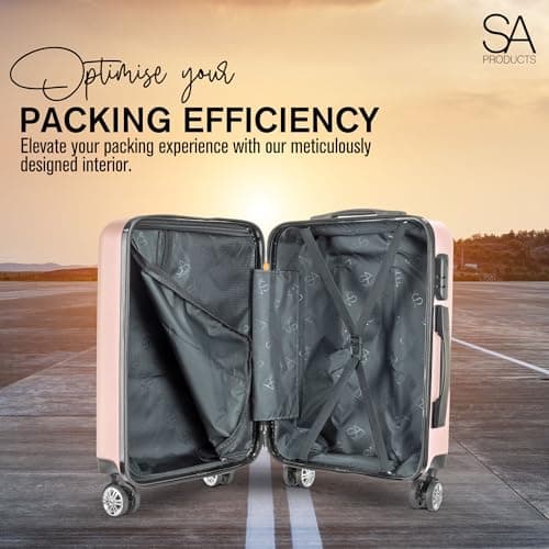 SA Products Cabin Suitcase - 34L Carry On Hard Shell Bag 55x40x20 Rose Gold — view 6