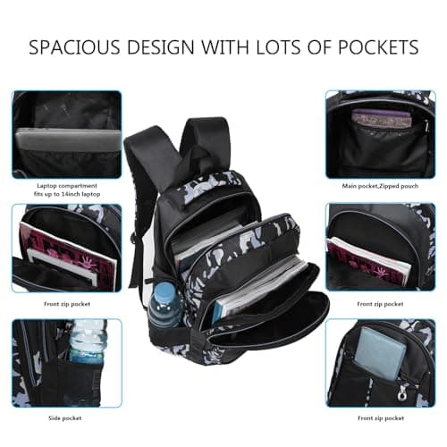 School Backpack Boys Teenager Backpack 3 Piece Set Kids School Bags Children's Backpack Camouflage Backpacks Teenagers School Daypacks Gift Shoulder Bags Set with Lunch Pack and Pencil Case, Gray — view 5