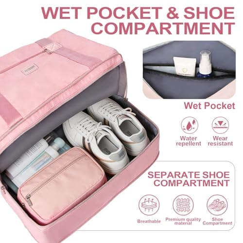 CS COSDDI Travel Bag, Overnight Bag with Shoes Compartment & Wet Pocket, Weekend Bags for Water Resistant Haspital Bag Gym Duffle Bag Women Men Holdall Bag, for Ryanair Cabin Bags 40x30x20 — view 3