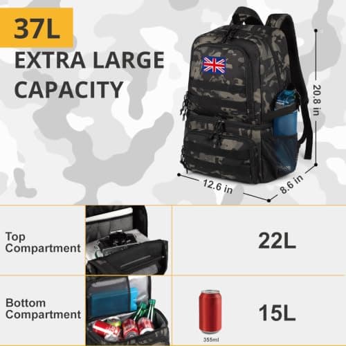 Bunnychic Tactical Cooler Backpack for Men,28L Backpack With 2 Compartment — view 6