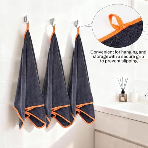 JRHSLCXLT 2 Pack Microfibre Sports Towel Fast Drying & Absorbent Gym Towel Men Workout Sweat Towels for Gym Fitness,Yoga, Camping Black Towels (Dark Gray & Orange, 2PCS-40x80cm) — view 6