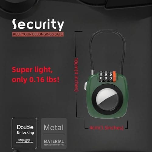 Decuil Luggage Padlock with Tracker, Combination Lock with Smart Tag Compatible with Apple Find My, for Airtag Holder with Cable Lock for Travel, Pet Tracking, Bags, Keys, Luggage, White — view 5