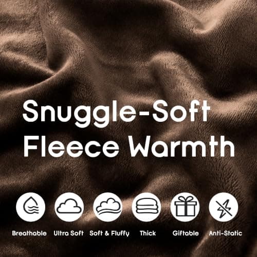 Aspire Homeware Coffee Brown Single Fleece Blanket Sofa Throw 130x150cm — view 6