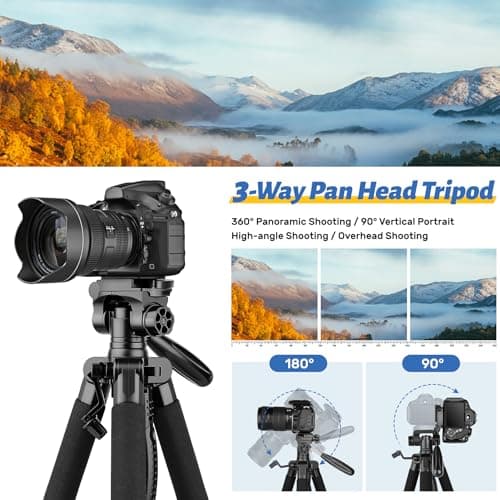 Victiv 188cm Upgraded Camera Tripod for DSLR with 1/4" Extension Interface — view 5