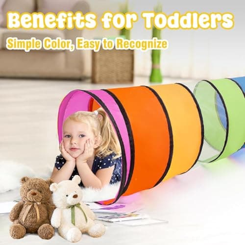 LATERN 180CM Kids Play Tunnel, 46CM Round Opening Baby Tent, Colorful Pop Up Crawl Collapsible Tent Gift for Boy Girl Pets Indoor Outdoor Backyard Game — view 5