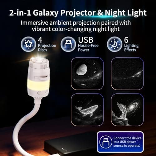 Galaxy Projector Night Light, 5D Holographic Star Projector with 13 Films — view 3