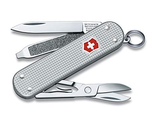 Victorinox Swiss Army Knife Classic Alox Pocket Knife, 5 Functions, Silver