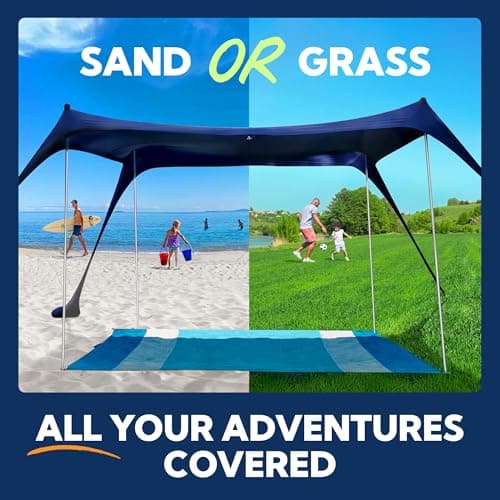 SUN NINJA Mini Beach Tent - UPF50+ Partial Shade Sun Shelter & Carry Bag - Camping or Beach Portable Pop Up Umbrella Alternative - Easy Set Up - 2.1x2.3 m (7x7.5 ft) - Turquoise — view 5