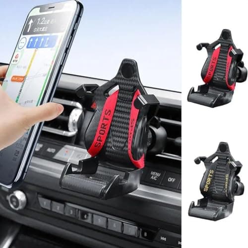 LUCKKY Racing Seat With Safety Belt, Car Phone Holder, 2024 New Air Vent Mount, 360° Rotation Universal Cradle for Cars (Red) — view 2