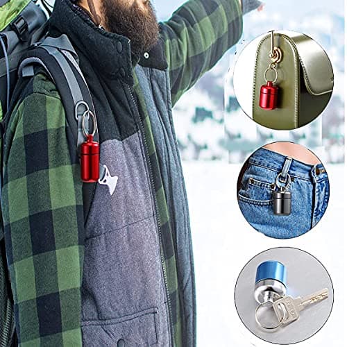 DRERIO Small Pill Box Metal Pill Holder Keyring Waterproof Pill Organiser Round Portable Pill Container Small Capsules Pill Case Grey for Outdoor Travel Camping Fishing Storage — view 4