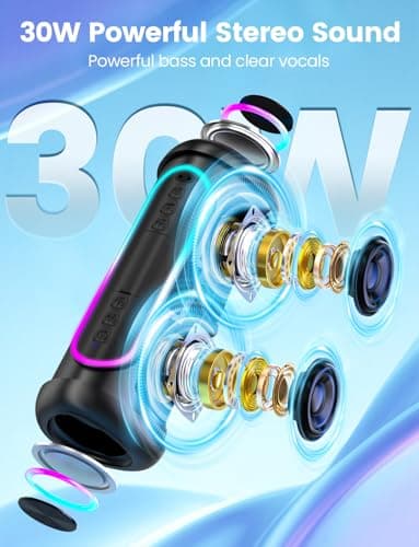 UOHHBOE 30W Bluetooth Speaker, Waterproof Portable Speaker with Deep Bass — view 2