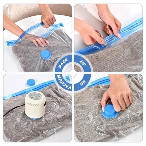 GQC 15 Pack Travel Vacuum Storage Bags for Luggage, Reusable Space Saver Bags for Clothes and Clothing Organisation, 4 (64x47cm) 3 (54x40cm) 8(40x30cm) — view 4