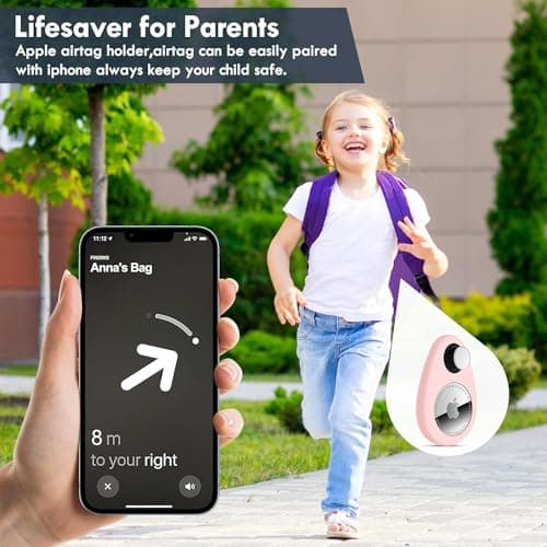 Airtag Holder for Kids Baby Toddler Hidden 2 Pack GPS Tracker Case, Anti-Removal Airtag Silicone Case with Safety Pins (Blue+Pink) — view 3