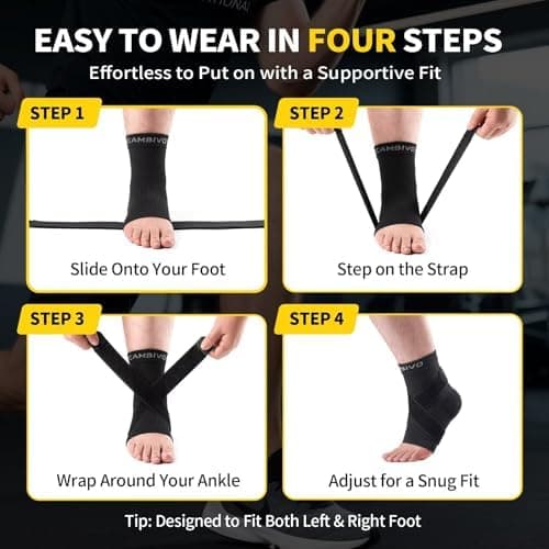 CAMBIVO 2-Pack Ankle Support, Ankle Brace with Adjustable Strap, Black, M — view 4