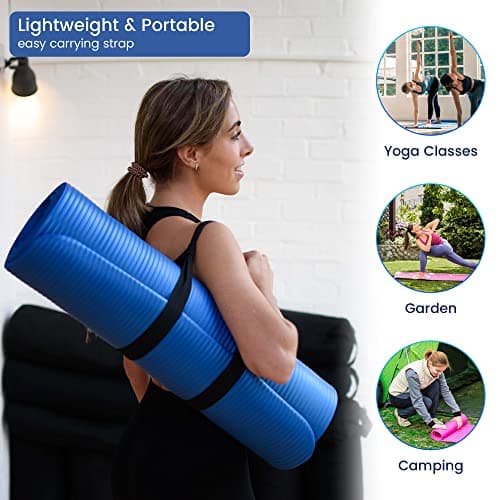 TJC 10MM Thick Green Yoga Mat for Women & Men, Non-Slip Exercise Mat — view 4