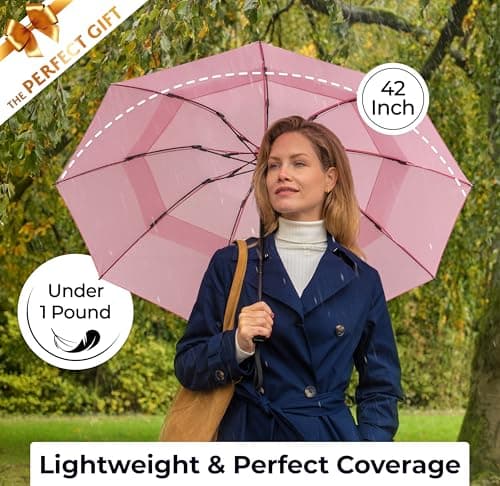 TUMELLA Strongest Windproof Travel Umbrella (Compact, 100MPH Wind-Tested), Light, Portable, One-Handed Use, Automatic Folding Rain Umbrella, Durable, Premium Grip, Fits Car & Backpack — view 5