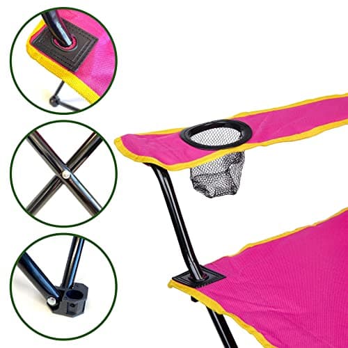 just be... (2 pack) Camping Chair Dark Pink with Yellow Trim — view 5