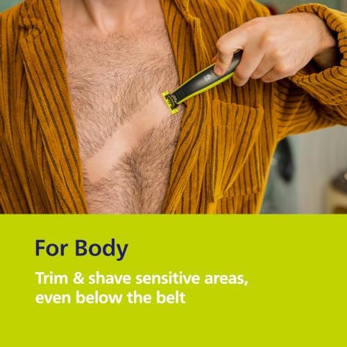 Philips OneBlade Hybrid 360 Blade Technology Electric Shaver for Face & Body, Beard Trimmer/Groomer with 3 x 360 Blade, 3 x Stubble Comb (1,3,5mm) & 1x Body Kit, Model QP2824/31 — view 4