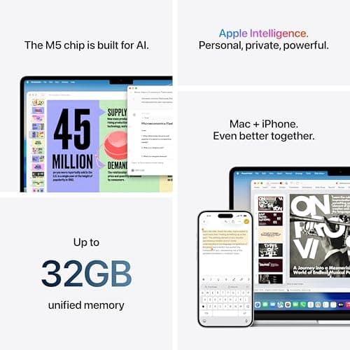 Apple MacBook Air 13-inch Laptop M5 chip with 10-core CPU and 10-core GPU: Built for AI, 13.6-inch Liquid Retina Display, 16GB Unified Memory, 1TB SSD, 12MP Center Stage, Touch ID, Wi-Fi 7; Sky Blue — view 5