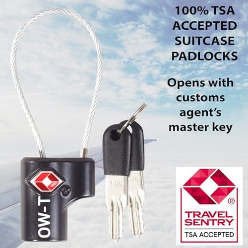 OW-Travel Suitcase Locks with Keys, TSA Approved Luggage Padlocks, Black 2 — view 5