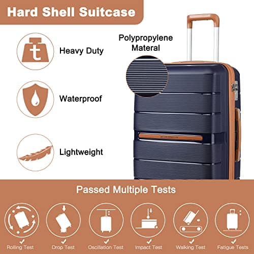 British Traveller 28 Inch Large Suitcase Lightweight PP Hard Shell Luggage Durable 23kg Check in Hold Travel Case with TSA Lock (Navy) — view 2