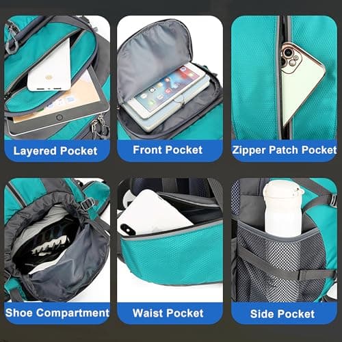 NTUOCAW 50L Hiking Backpack for Men Women,Large Lightweight Waterproof Camping Rucksack,Grey Travel Backpack for Trekking,Outdoor Sports,Cycling,Climbing,Mountaineering — view 6