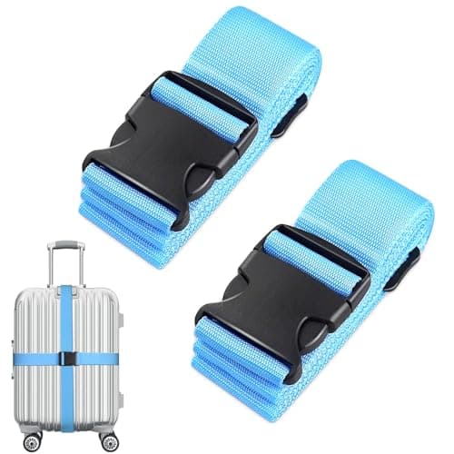 Luggage Straps for Suitcase Heavy Adjustable Suitcase Straps with Quick Release Buckle Suitcase Identifier Bands for Travel Case Non-Slip Travel Belt Travel Accessories (Blue, 2pcs)